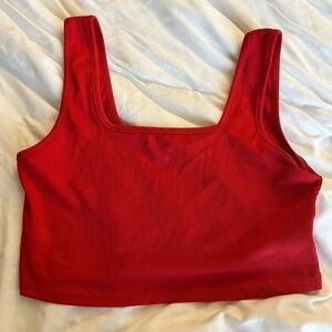 Square neck cropped ribbed tank